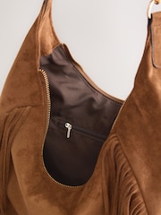 Μπρούτζινο καφετί - Suedette Fringe Shoulder Bag - Εικόνα 6 από 9