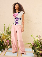 Elfenbeinfarbener Blumendruck mit Polka-Dots - Love & Roses T-Shirt aus Jersey mit Rundhalsausschnitt - Bild 4 von 5