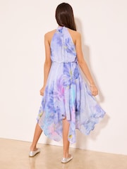 Lipsy Purple Floral Hanky Hem Halter Occasion Dress (5-16yrs) - Image 5 of 5