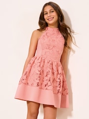 Lipsy Butterfly Lace Halter Occasion Dress (5-16yrs) - Imagen 1 de 5