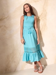 Lipsy Aqua Blue Jersey Maxi Holiday Dress (5-16yrs) - Image 1 of 4