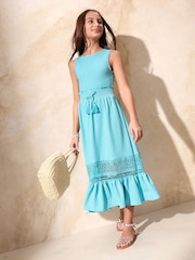 Lipsy Aqua Blue Jersey Maxi Holiday Dress (5-16yrs) - Image 2 of 4