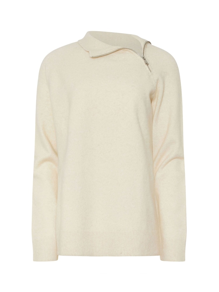 Long Tall Sally Natural Premium Zip Funnel Neck Jumper - Image 5 of 5 Long Tall Sally Natural Premium Zip Funnel Neck Jumper - Image 5 of 5