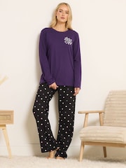 Long Tall Sally Lets Get Cosy Long Sleeve Wide Leg PJ Set - Imagen 3 de 5