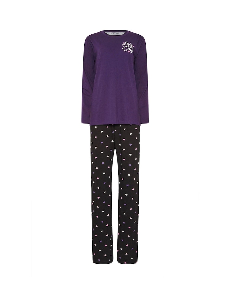 Long Tall Sally Purple Lets Get Cosy Long Sleeve Wide Leg PJ Set - Image 5 of 5 Long Tall Sally Purple Lets Get Cosy Long Sleeve Wide Leg PJ Set - Image 5 of 5