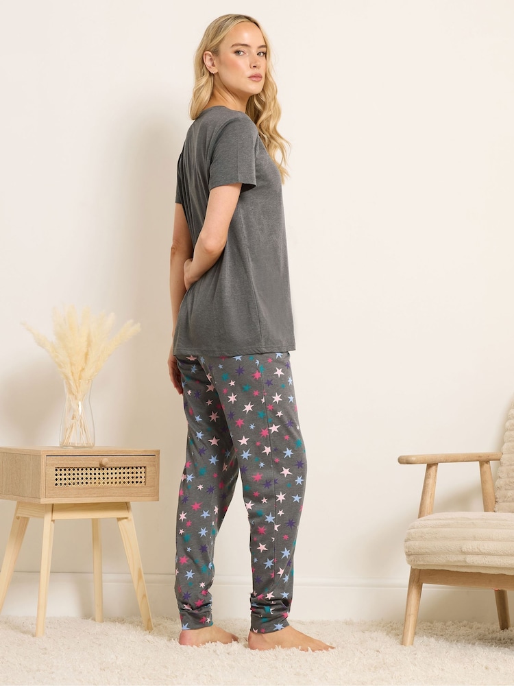 Long Tall Sally Grey Sparkle Shine Short Sleeve Cuffed PJ Set - Image 2 of 5 Long Tall Sally Grey Sparkle Shine Short Sleeve Cuffed PJ Set - Image 2 of 5