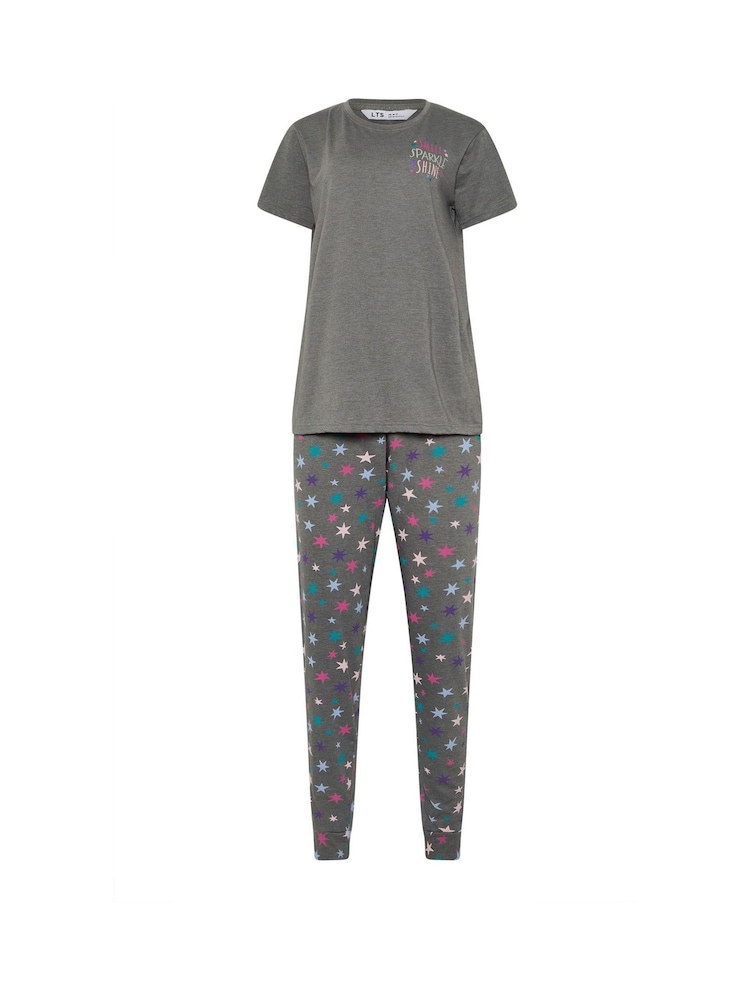 Long Tall Sally Grey Sparkle Shine Short Sleeve Cuffed PJ Set - Image 5 of 5 Long Tall Sally Grey Sparkle Shine Short Sleeve Cuffed PJ Set - Image 5 of 5