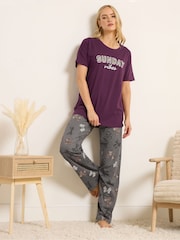 Long Tall Sally Sunday Vibes Short Sleeve Wide Leg PJ Set - Imagen 1 de 5