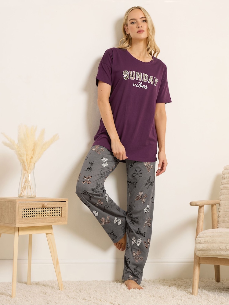 Long Tall Sally Red Sunday Vibes Short Sleeve Wide Leg PJ Set - Image 1 of 5 Long Tall Sally Red Sunday Vibes Short Sleeve Wide Leg PJ Set - Image 1 of 5
