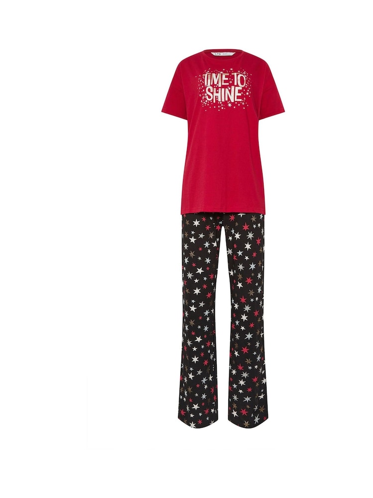 Long Tall Sally Time To Shine Short Sleeve Wide Leg PJ Set - Imagen 5 de 5
