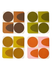Orla Kiely Set of 4 Multi Spot Square Oval Coasters - Image 1 of 5