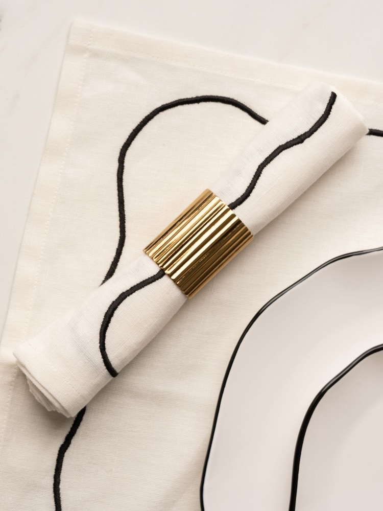 Style Sisters Cream Embroidered Napkins Set Of 4 - Image 1 of 3 Style Sisters Cream Embroidered Napkins Set Of 4 - Image 1 of 3