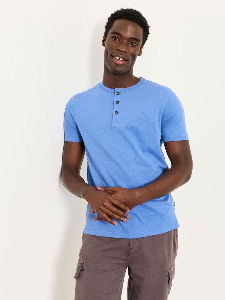 FatFace Dusky Blue Short Sleeve Woodside Henley - Image 1 of 5