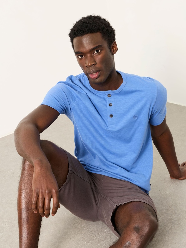 FatFace Dusky Blue Short Sleeve Woodside Henley - Image 2 of 5