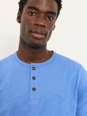 FatFace Dusky Blue Short Sleeve Woodside Henley - Image 3 of 5