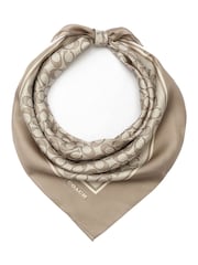 COACH Cream Textured Signature C Printed Silk Square Scarf - Image 3 of 4