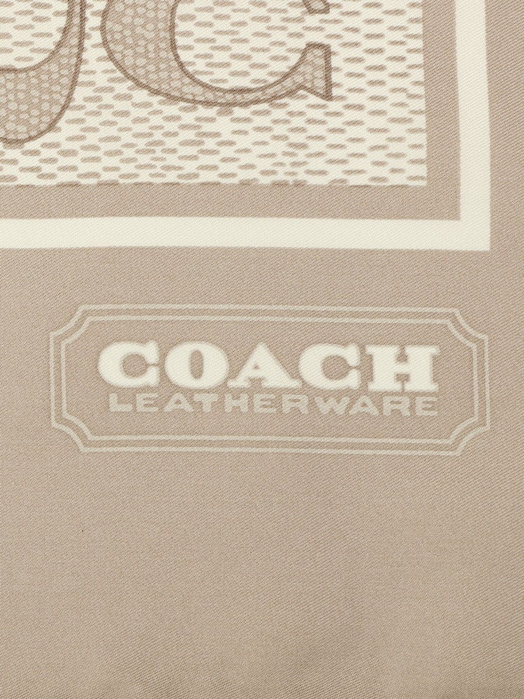 COACH Cream Textured Signature C Printed Silk Square Scarf - Image 4 of 4 COACH Cream Textured Signature C Printed Silk Square Scarf - Image 4 of 4