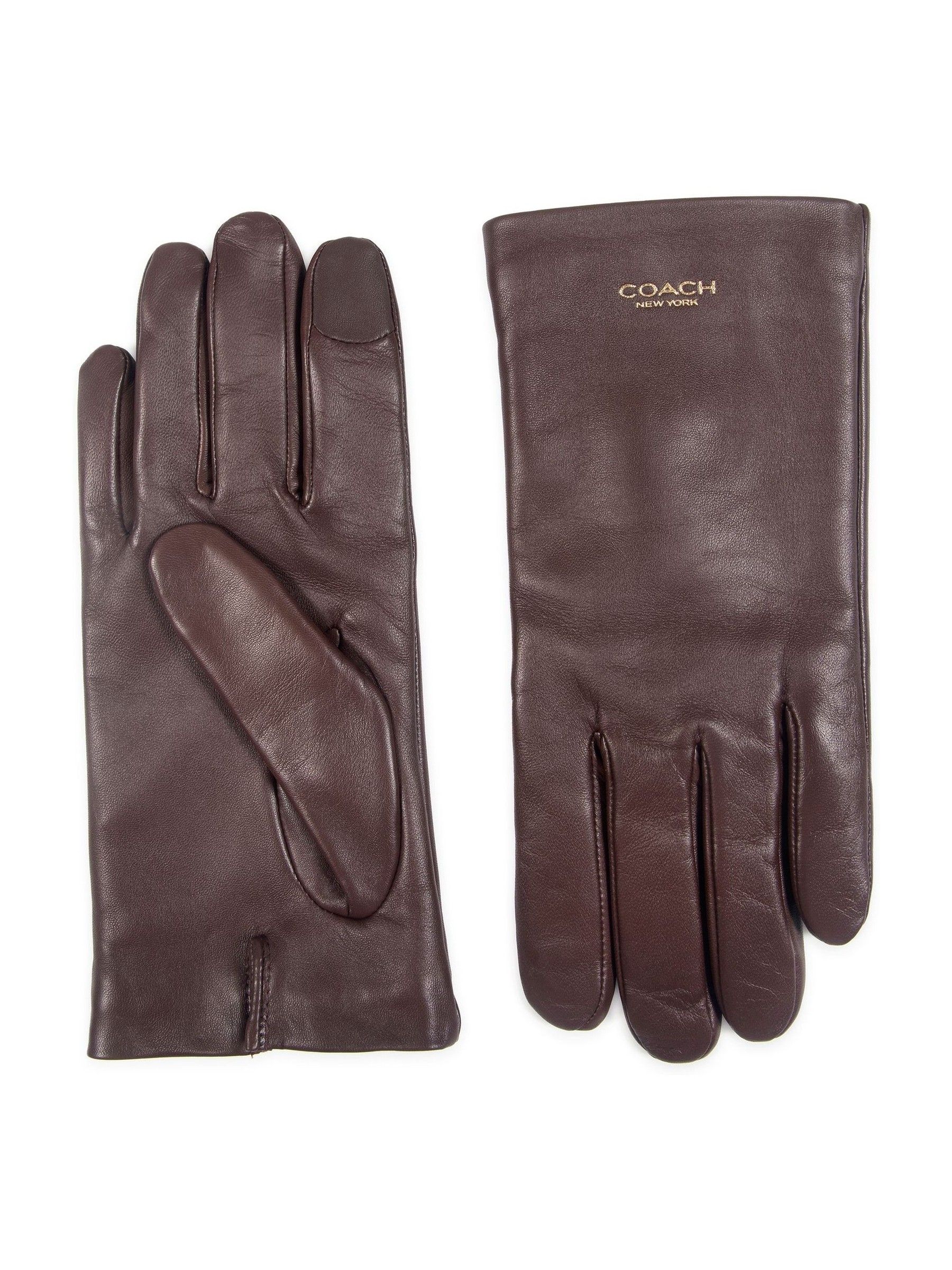 Buy COACH Brown New York Womens Leather Tech Gloves from Next USA