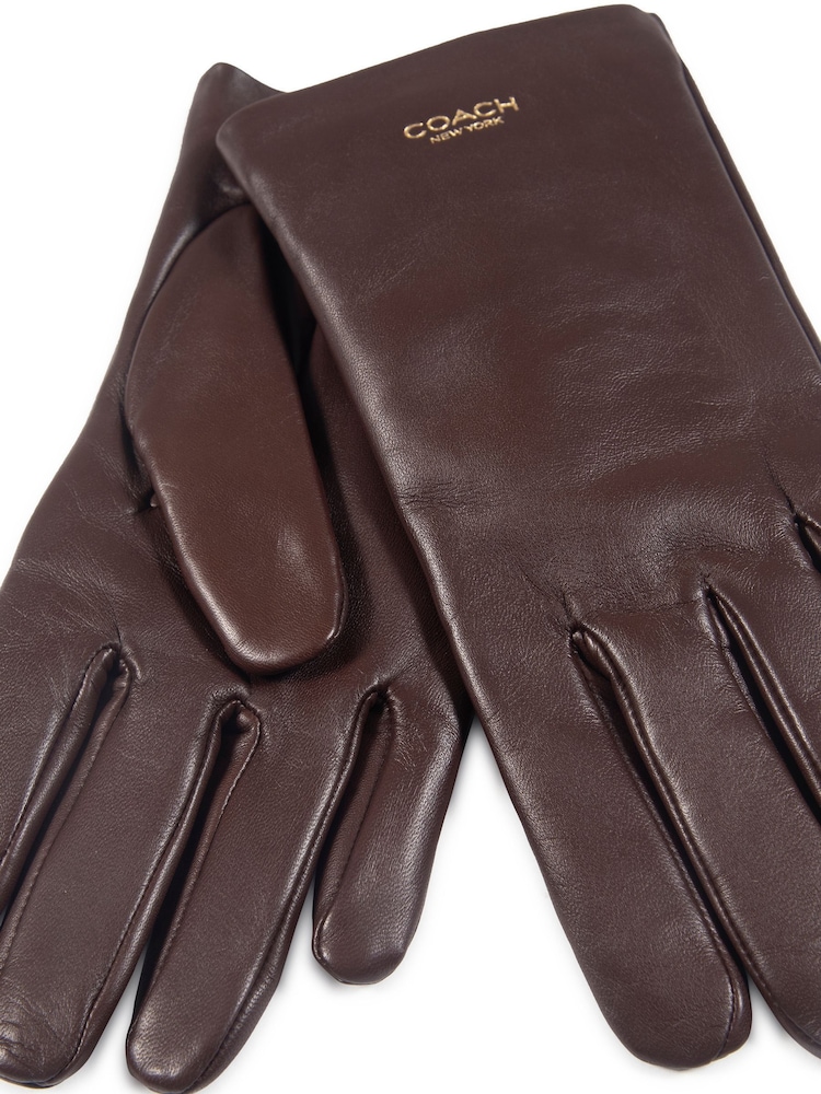 COACH Brown New York Womens Leather Tech Gloves - Image 4 of 4 COACH Brown New York Womens Leather Tech Gloves - Image 4 of 4