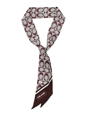COACH Purple Textured Signature C Printed Silk Skinny Scarf - Image 3 of 4