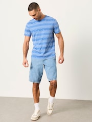 FatFace Blue Graphic Stripe Tshirt - Image 3 of 6