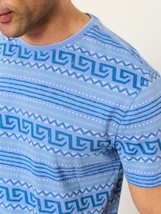 FatFace Blue Graphic Stripe Tshirt - Image 4 of 6