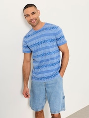 FatFace Blue Graphic Stripe Tshirt - Image 5 of 6