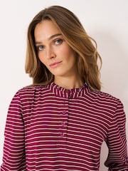 Crew Clothing Red Frill Collar Jersey Blouse - Image 4 of 5