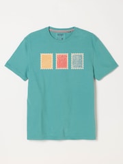 FatFace Teal Blue Landscape Stamp Graphic T-Shirt - Image 5 of 5