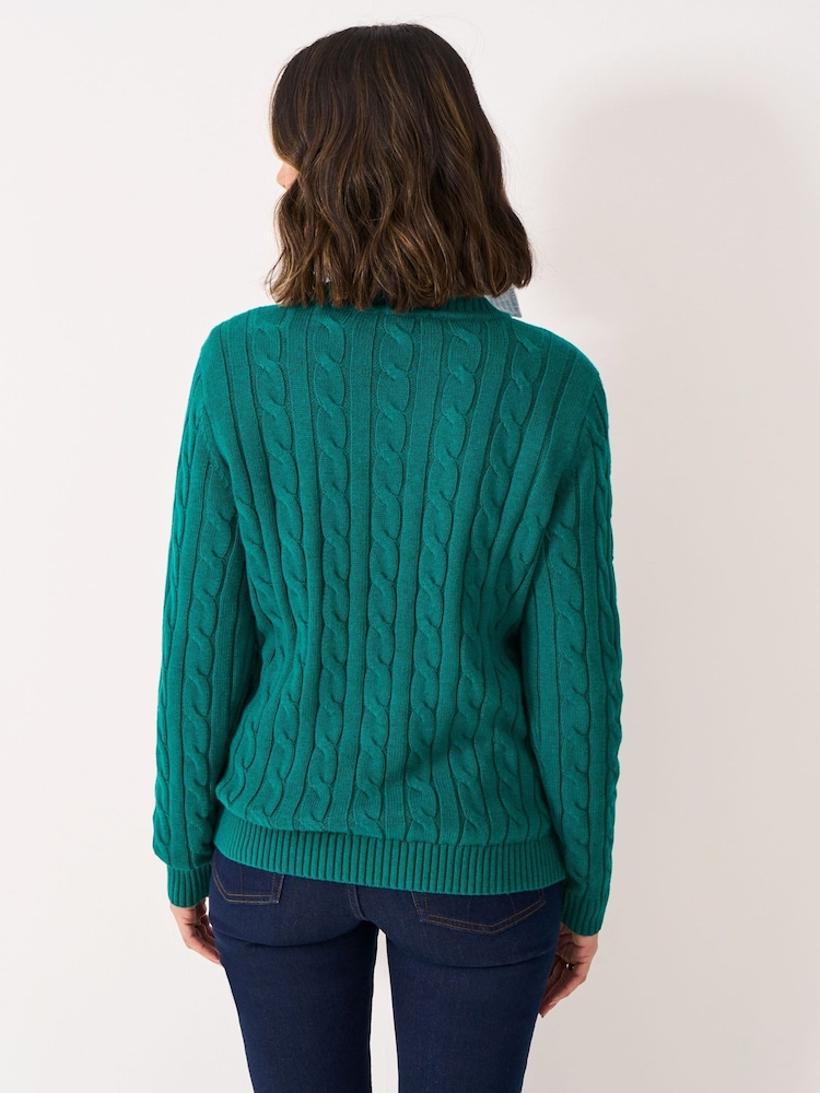 Crew Clothing Green Cotton & Cashmere Chunky-Knit Jumper - Image 2 of 5 Crew Clothing Green Cotton & Cashmere Chunky-Knit Jumper - Image 2 of 5
