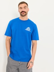 FatFace Cobalt Blue Gnarly Surf Graphic T-Shirt - Image 1 of 5