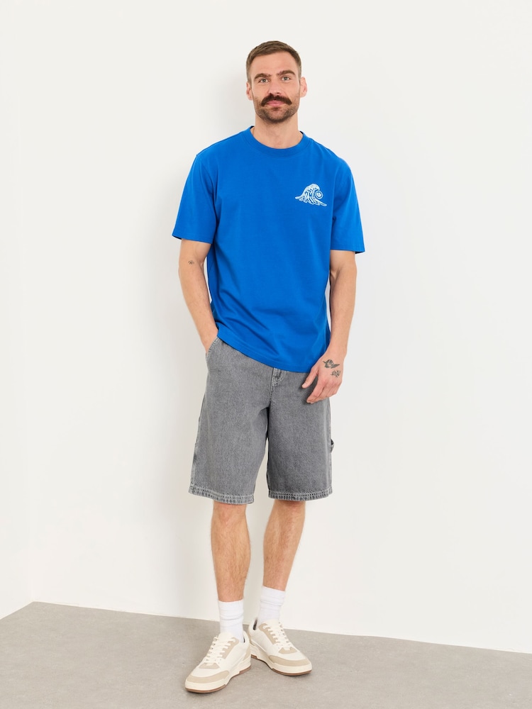 FatFace Cobalt Blue Gnarly Surf Graphic T-Shirt - Image 5 of 5