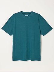 FatFace Bexley Dark Teal Blue Textured Stripe Tshirt - Image 7 of 7