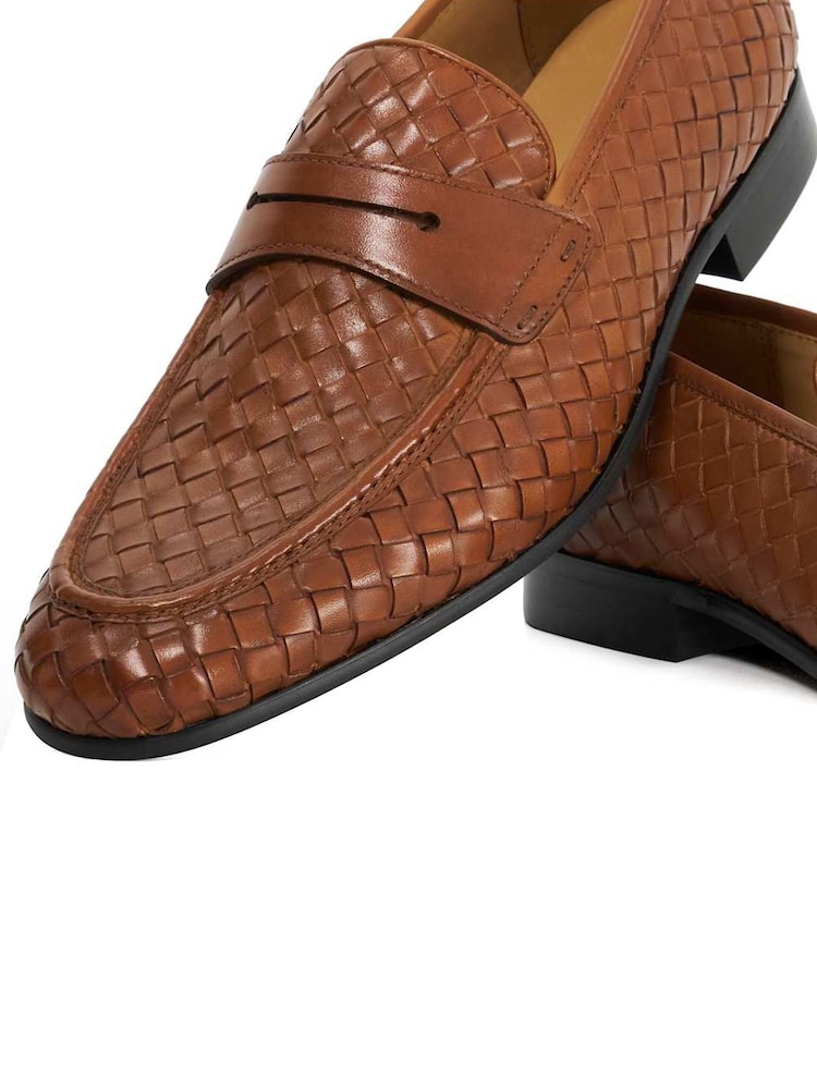Dune London Brown Salaman Woven Weave Loafers - Image 6 of 6 Dune London Brown Salaman Woven Weave Loafers - Image 6 of 6