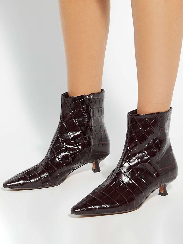 Dune London Brown Odore Chisel Toe Kitten Heel - Image 1 of 6 Dune London Brown Odore Chisel Toe Kitten Heel - Image 1 of 6