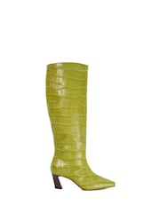 Dune London Green Selinni Square Toe Highboots - Image 2 of 6