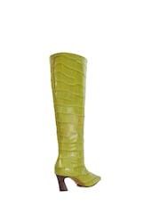 Dune London Green Selinni Square Toe Highboots - Image 4 of 6
