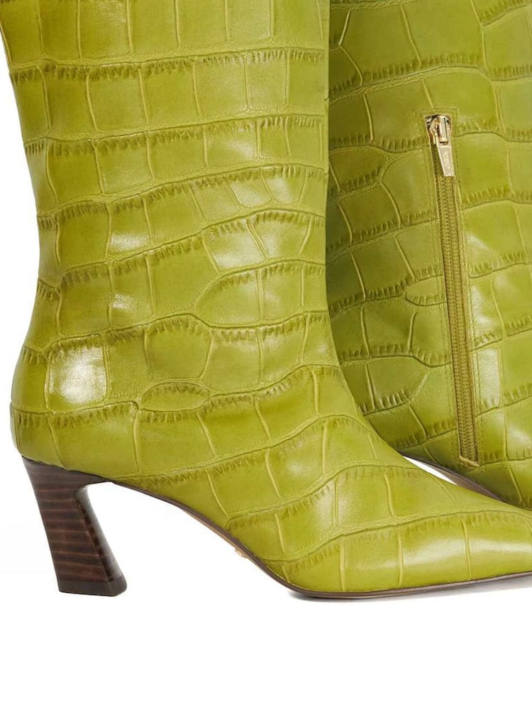 Dune London Green Selinni Square Toe Highboots - Image 6 of 6
