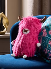 Fuchsia Pink 3D Hamish The Highland Cow Cushion - Image 1 of 2