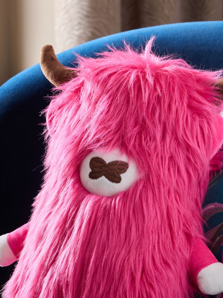Fuchsia Pink 3D Hamish The Highland Cow Cushion - Image 2 of 2