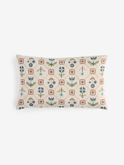 Подушка с цветочным принтом и вышивкой 50 x 50см - Изображение 3 4