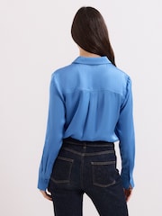 Phase Eight Blue Novie Satin Shirt - Image 2 of 6
