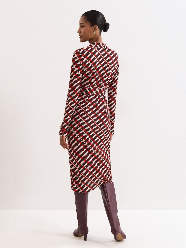 Phase Eight Red Check Midi Dress - Image 2 of 7 Phase Eight Red Check Midi Dress - Image 2 of 7