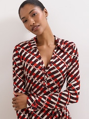 Phase Eight Red Check Midi Dress - Image 4 of 7