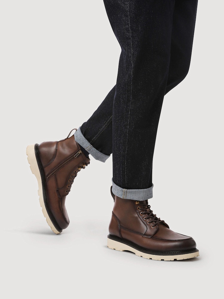 Jones Bootmaker Brown Essex Chunky Leather Boots - Image 1 of 5 Jones Bootmaker Brown Essex Chunky Leather Boots - Image 1 of 5