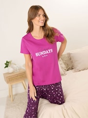 M&Co Slow Sundays Short Sleeve Wide Leg Pyjamas Set - Imagen 2 de 5