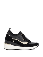 Dune London Black Ellaina Mix Material Wedge - Image 1 of 5