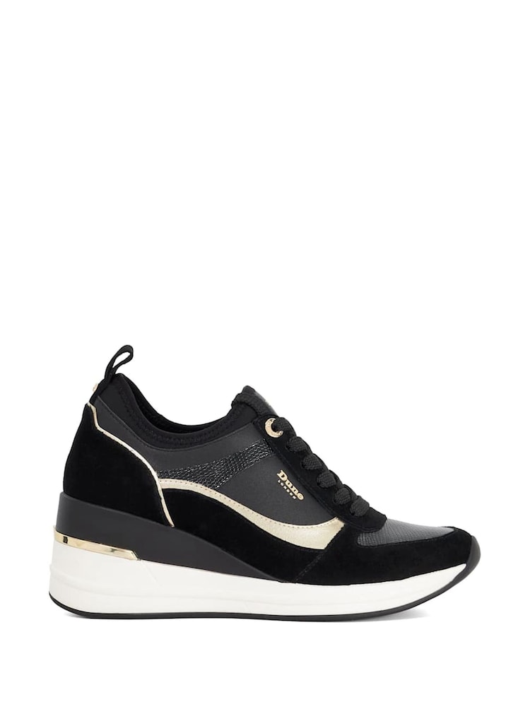 Dune London Black Ellaina Mix Material Wedge - Image 1 of 5