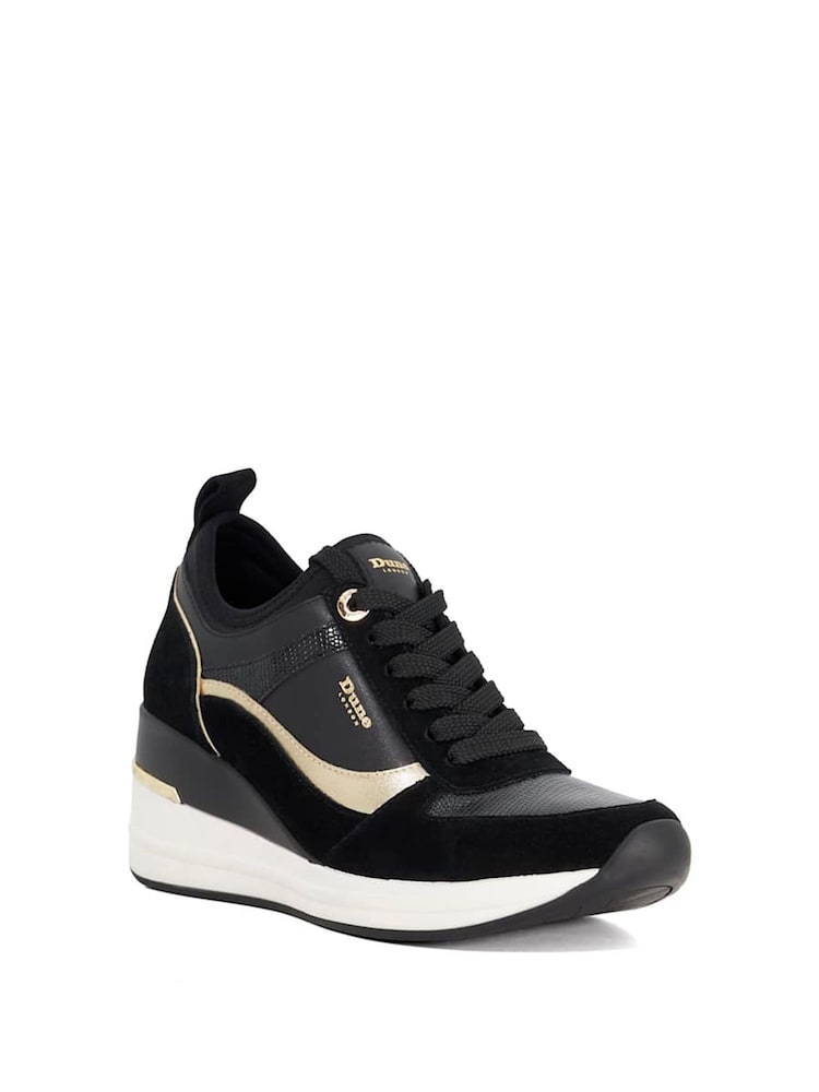 Dune London Black Ellaina Mix Material Wedge - Image 2 of 5