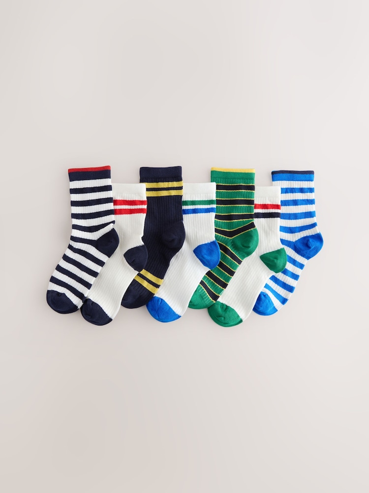 Varsity - Kokvilnas svītrainas zeķes 7 iepakojumā - Attēls 1 no 3